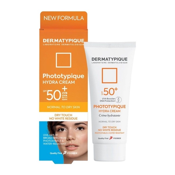dermatypique phototypique hydra cream normal to dry ضد آفتاب بی رنگ هیدرا پوست خشک SPF50 درماتیپیک مدل جدید